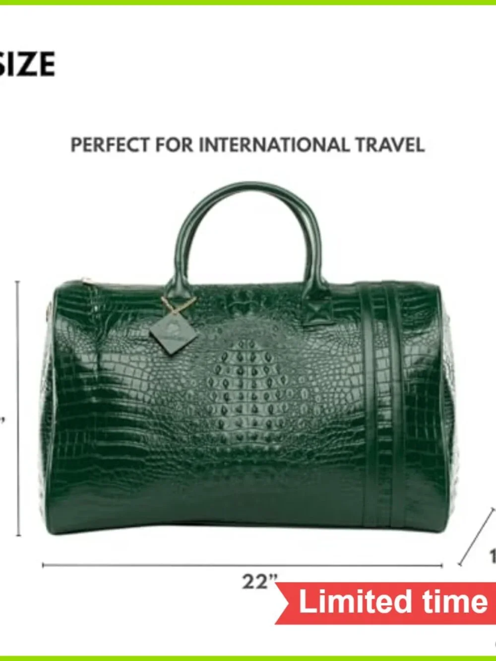 Vegan Leather Duffle Bag TSA-Approved Carry-On Weekender Travel Gym Overnight